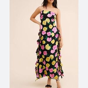 For Love & Lemons dress Madison Maxi Dress NEW floral slit sexy strapless